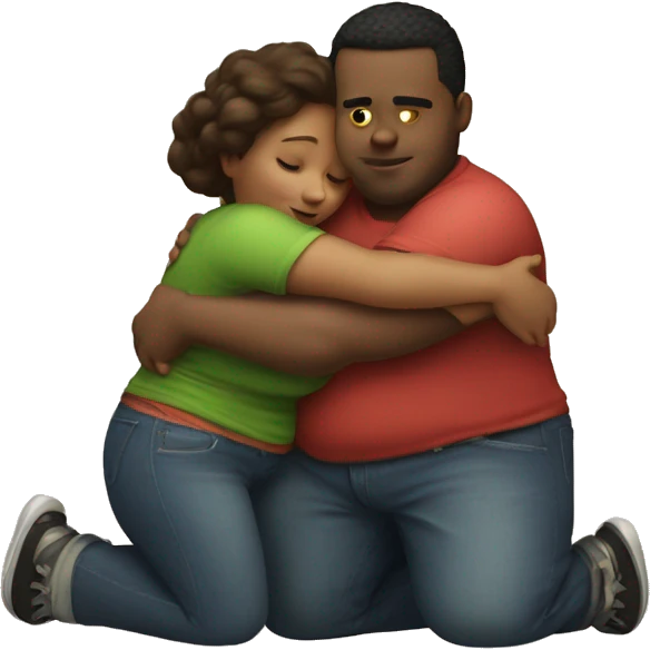 Fat boy hug slim girl emoji