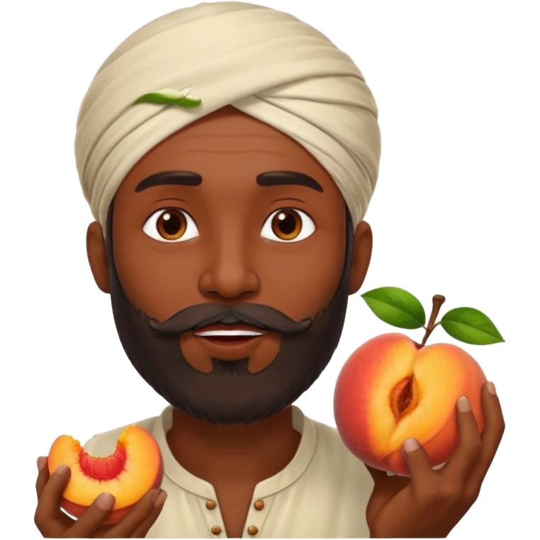 Indian man with a beard eating a juicy peach emoji