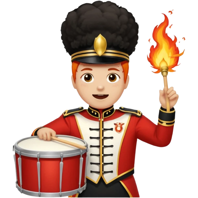 A loud fan with a marching drum, beating it with fiery enthusiasm. emoji