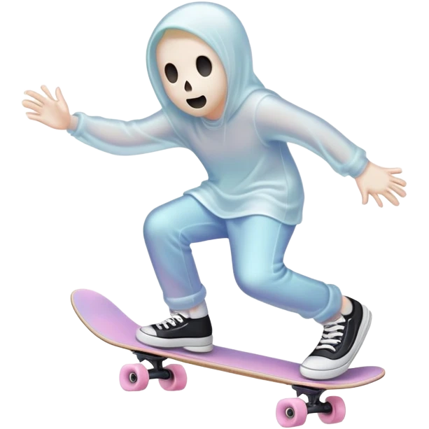 pastel Ghost skateboarding emoji