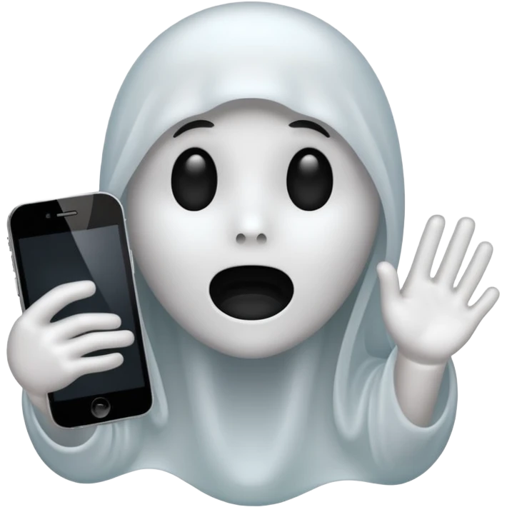 ghost emoji with a phone beside emoji