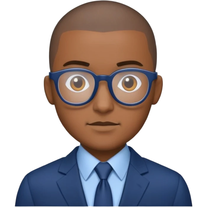 Buzz cut Puerto Rican male with and glasses and dark blue business suit  emoji