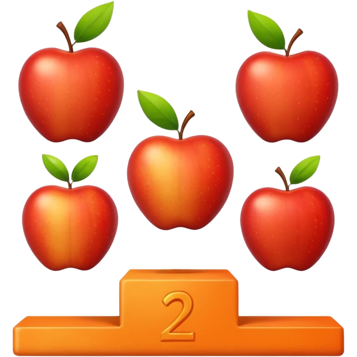 medal podium where 2nd and 3rd place are apples and 1st place is an orange emoji