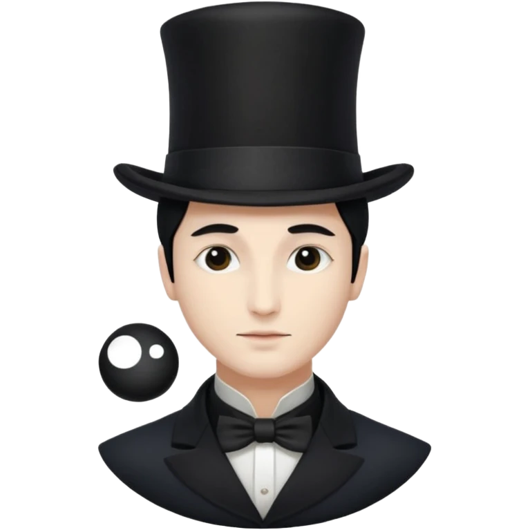 a french magician with a yin yang face and a closed eye type, and a top hat emoji