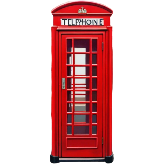 Cinematic Realistic depiction of an iconic red telephone box, rendered in vivid, saturated colors with detailed textures and reflective surfaces, set on a classic English street under soft, diffused daylight emoji