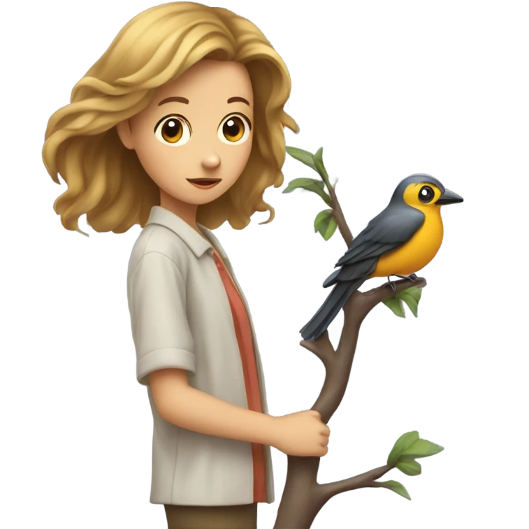 Girl watching a bird  emoji