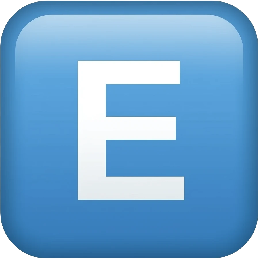 Letter E in blue square emoji