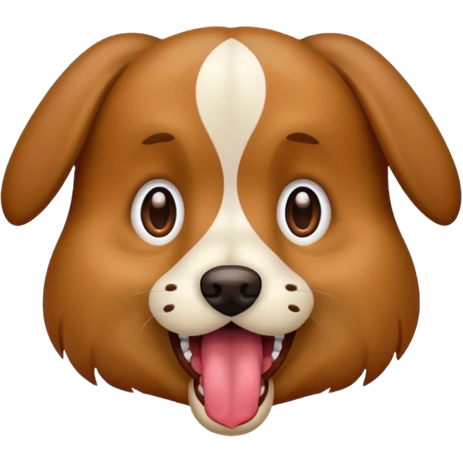 the dog sits at full height with a frightened face emoji