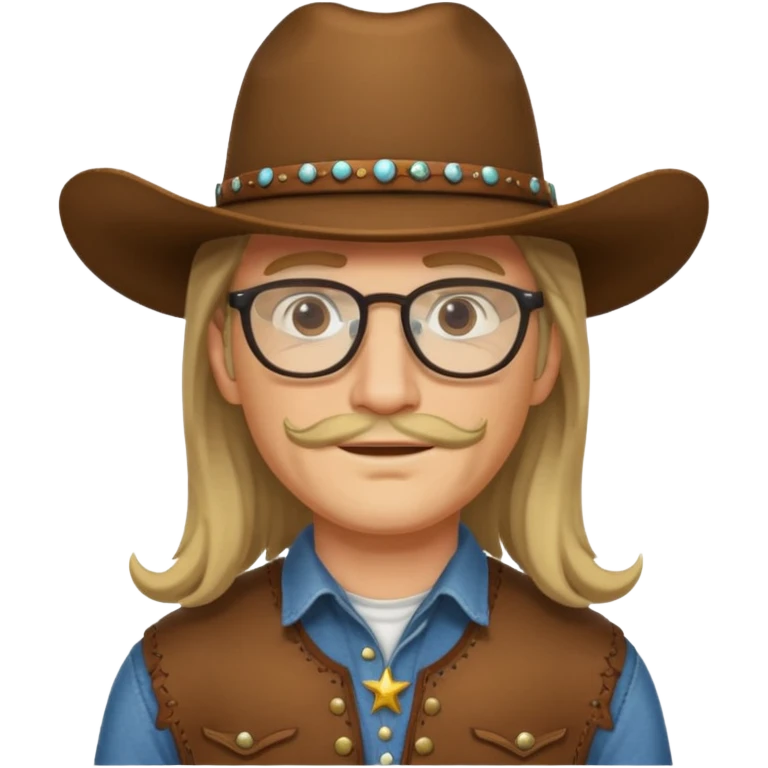 long hair cowboy with glasses emoji