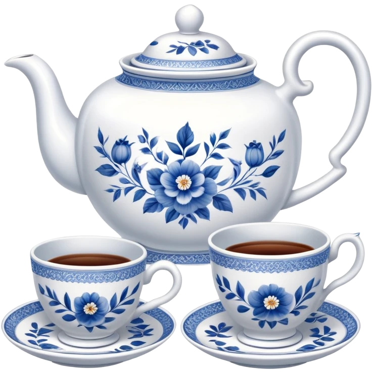 teapot and teacups on a table emoji