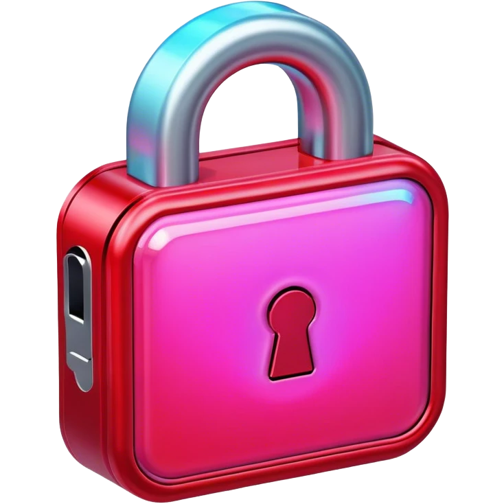Holographic red and neon lock emoji