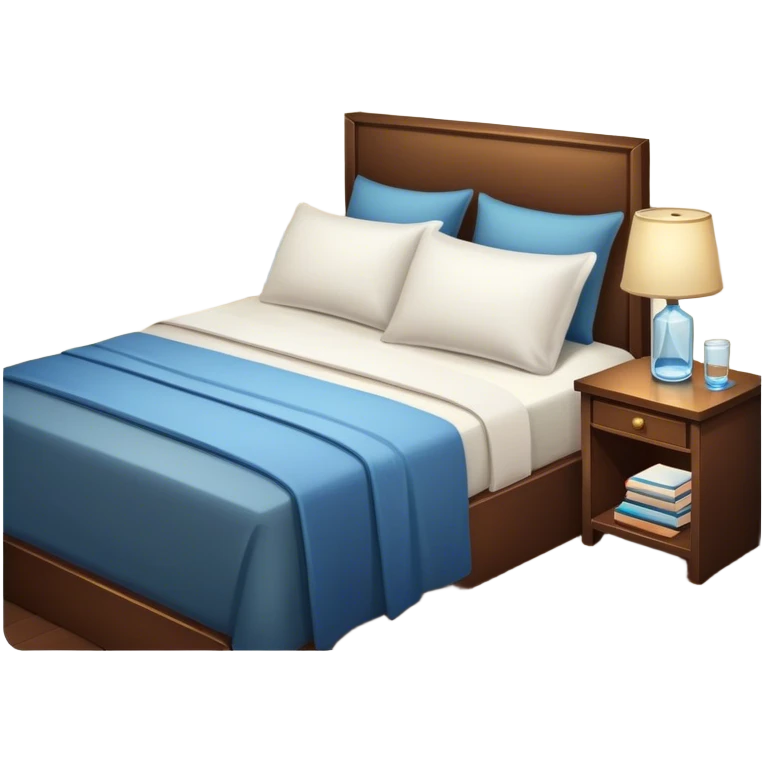 A dimly lit bedroom. The bed is neatly made, and a glass of water sits beside a book on a cozy nightstand. Soft lighting signals a peaceful wind-down, representing the calm and control that comes from reclaiming your evenings. emoji