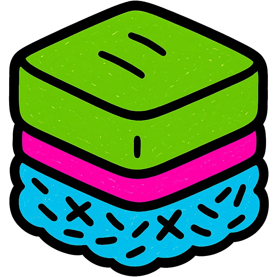 kuih seri muka, green pandan custard on glutinous rice, two layers, Malay kueh emoji, no text emoji