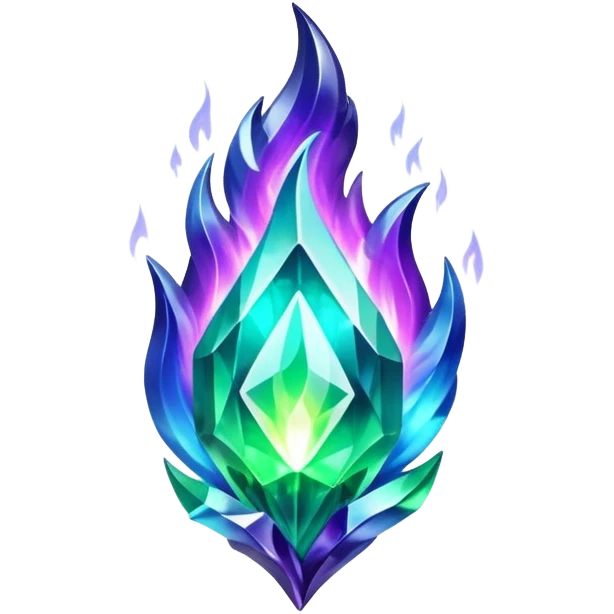 Shiny epic green blue and purple flame crystal  emoji