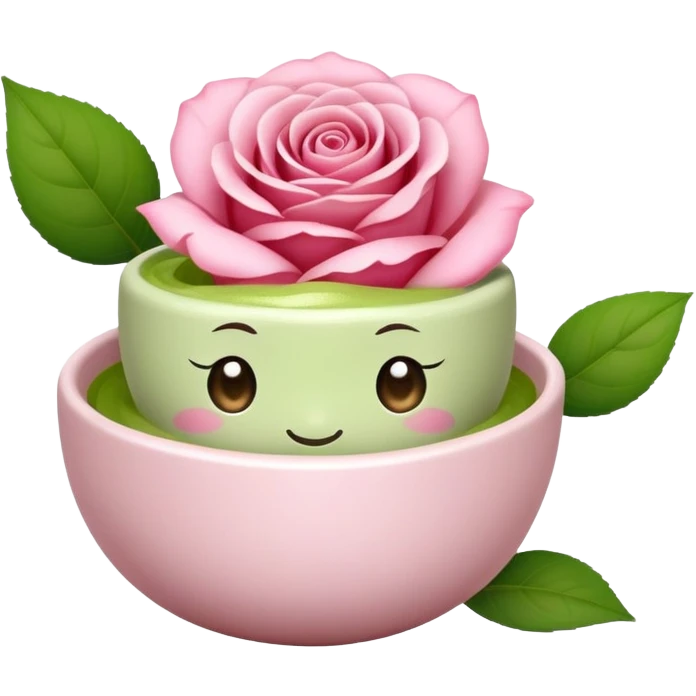 Matcha rose dans un petit bol mignon  emoji