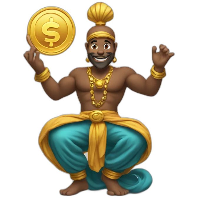 genie holding the big coin emoji