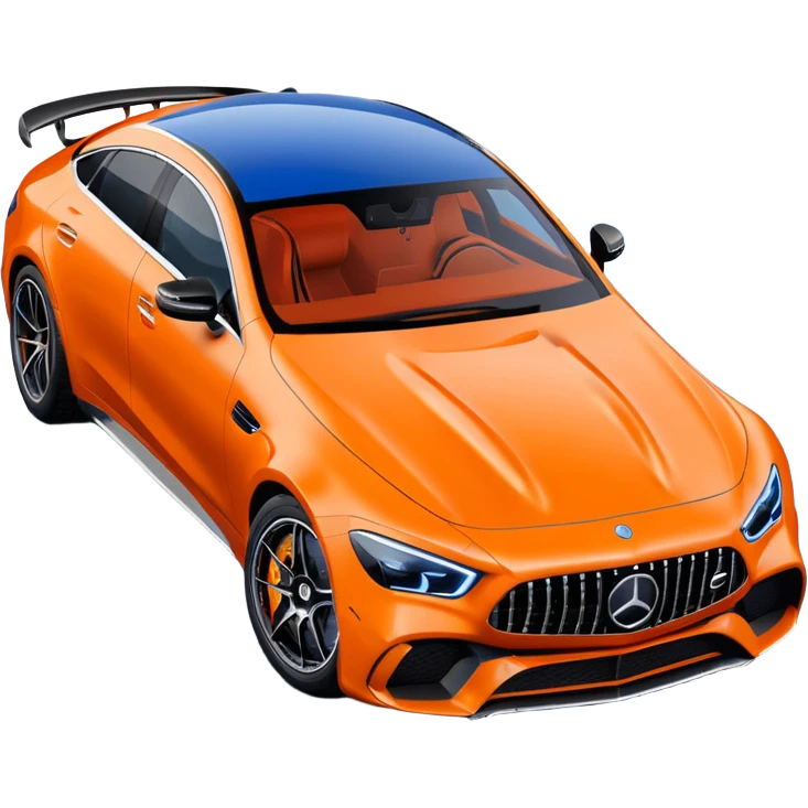 Mercedes amg gt 63 orange colour From top angle light coming from back and creating rimlight with blue colour on object emoji