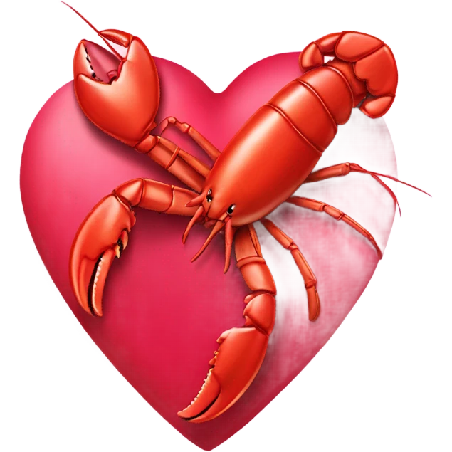 valentine heart card with lobster emoji
