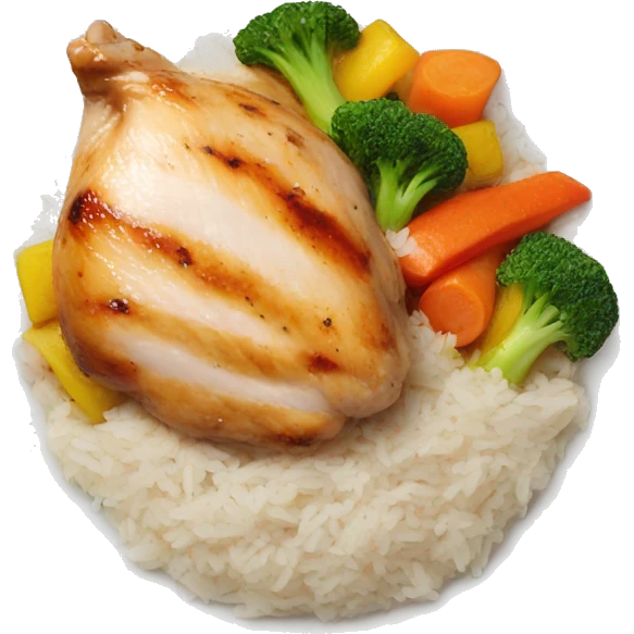 chicken breast and veggies with rice bowl emoji