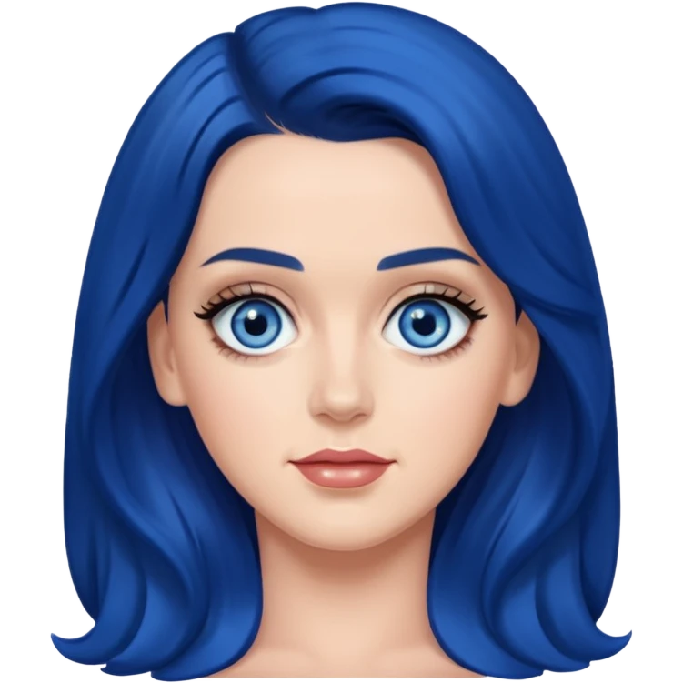 Katy Perry with blue eyes, dark blue long hair emoji
