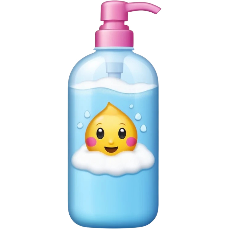 Bottle with a sticker for bath foam   emoji
