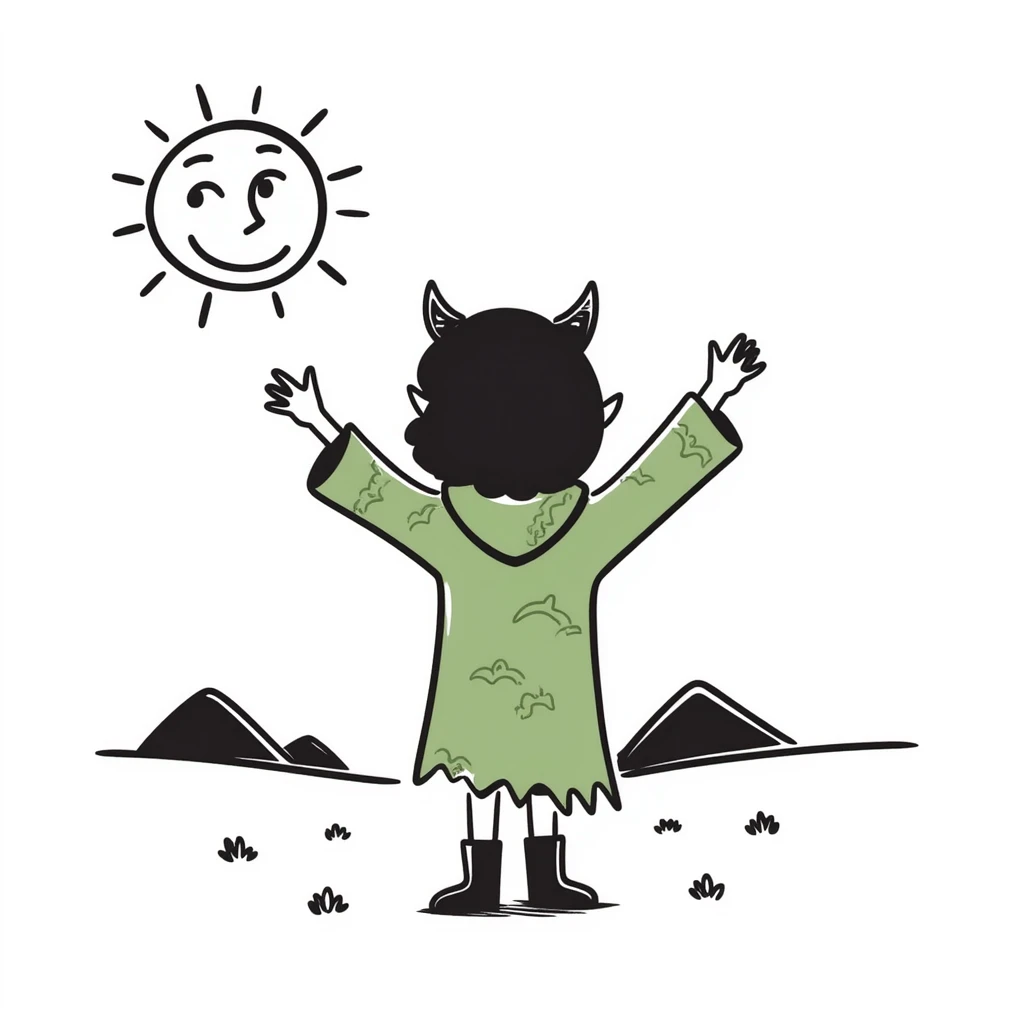 green goblin worshipping the sun emoji