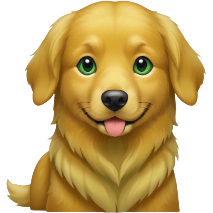 green dog extra furry golden retriever. The dog fur is green. Green is hex code 10462E emoji