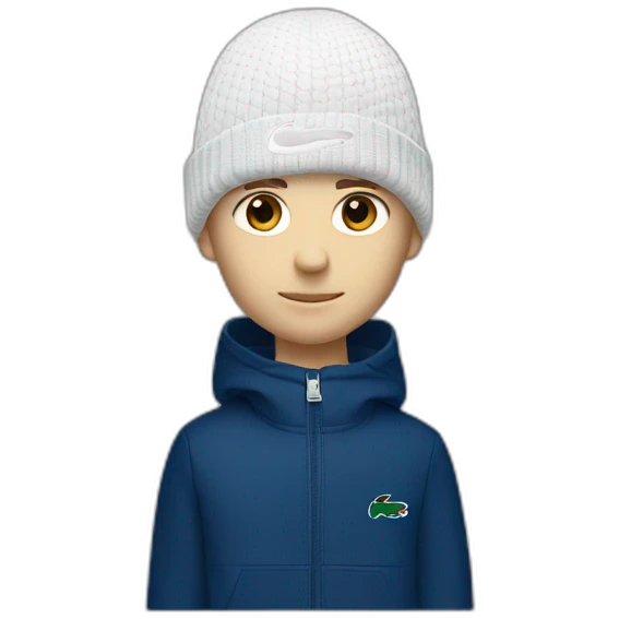 white boy using lacoste beanie with lacoste emoji