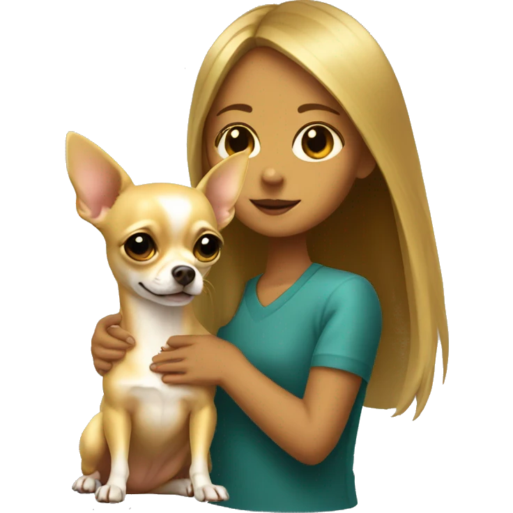 Gold chihuahua with a girl  emoji