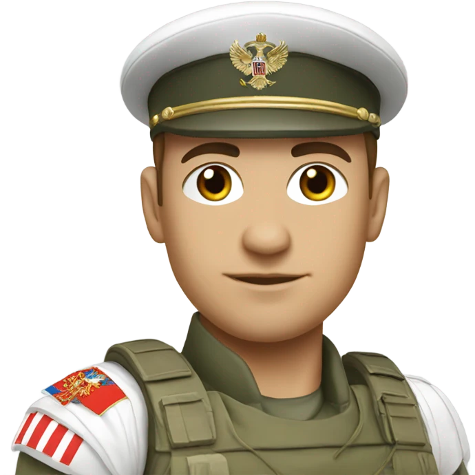 super realistic white soldier with russian flag emoji