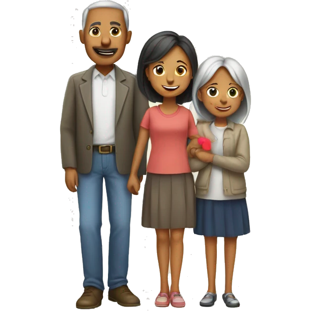 Family with 60 years father, mother 40 years, girl 9 years  emoji