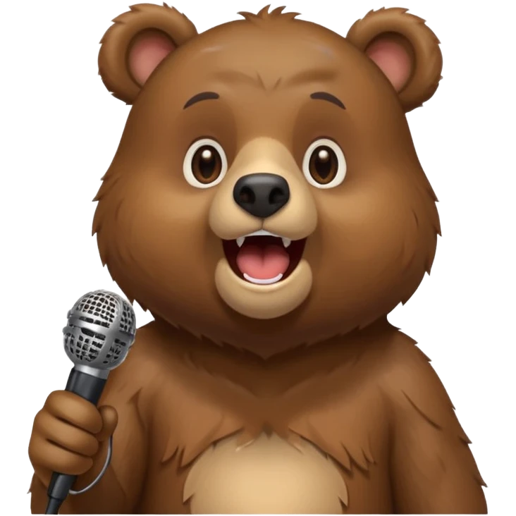 a bear singing into mic emoji