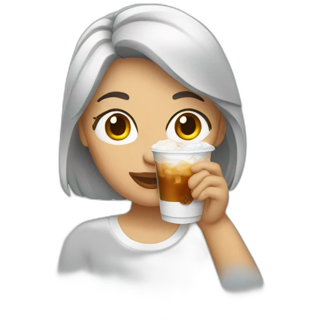 woman drinking ice americano emoji