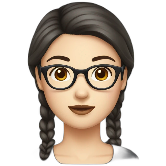 Girl dark hair chignon glasses akita emoji