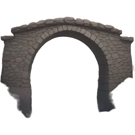 Stone bridge with red flames behind it emoji
