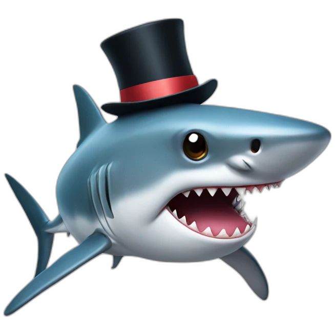 Shark with a top hat emoji