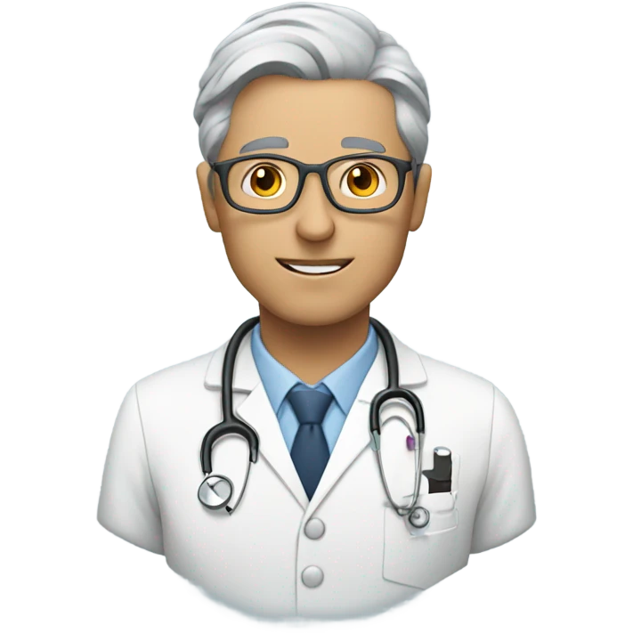 Person watching video of a white doctor with grey hair  emoji