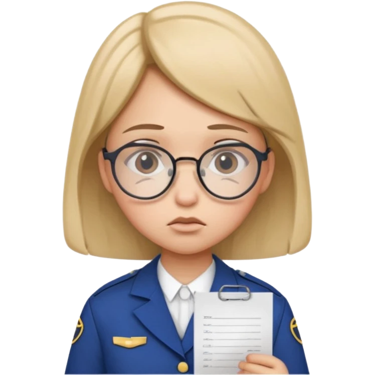 Frowns with Glasses, Angry Student: Teen in uniform, round glasses, holding test paper, pouting
 emoji