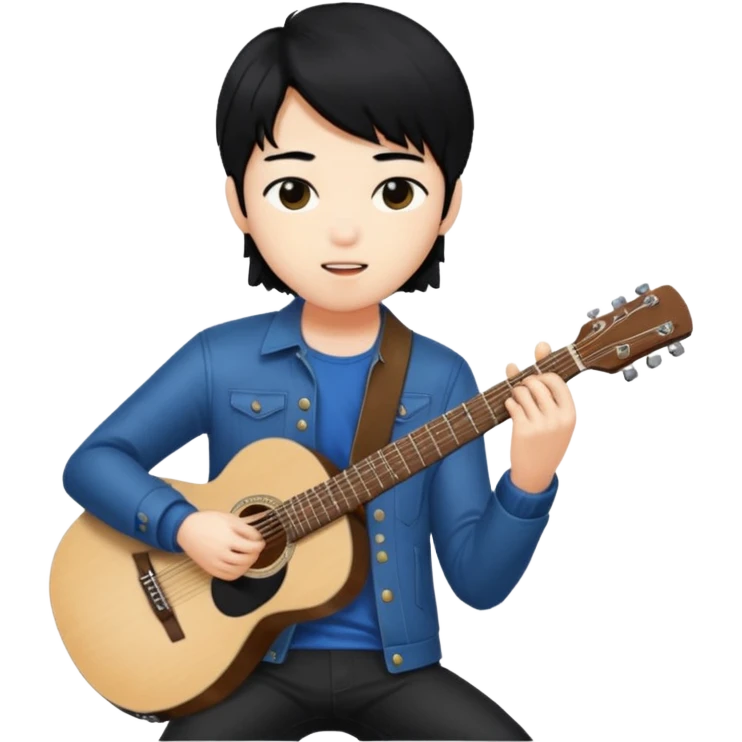 a kpop idol plying a guitar emoji