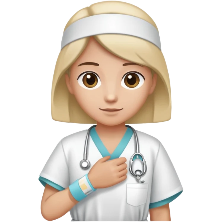 patient in a hospital gown with a medical wristband emoji