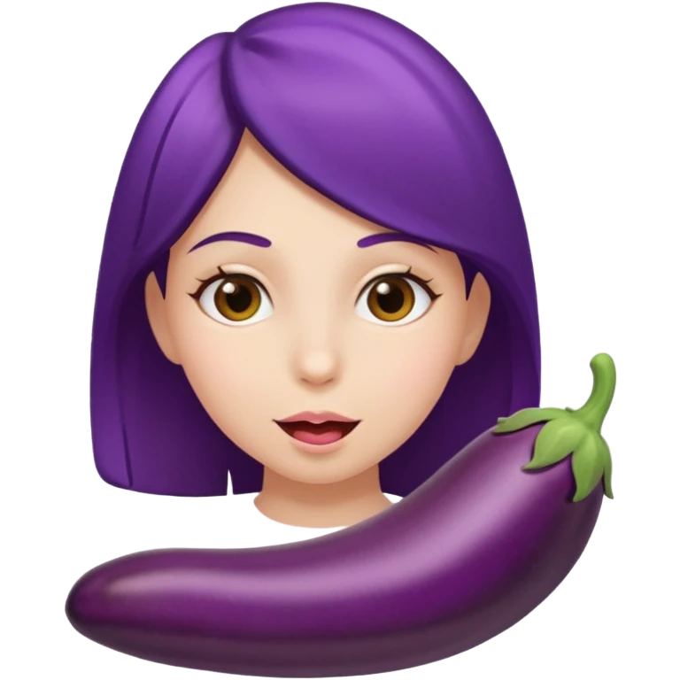 Naked Girl sucking on egg plant emoji