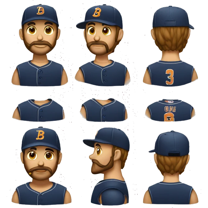 Emoji con barba de candado y gorra de beisball emoji