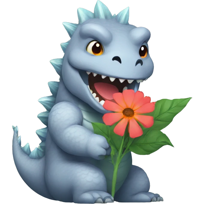 godzilla holding flower emoji