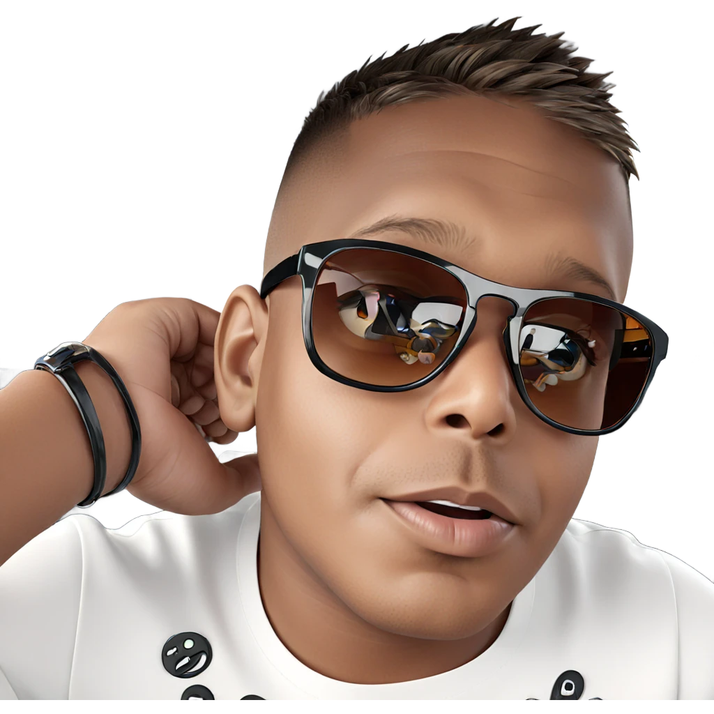 stylish boy with sunglasses portrait emoji