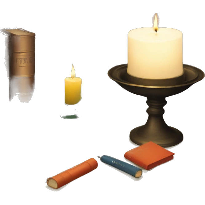vintage tray with books and candle emoji