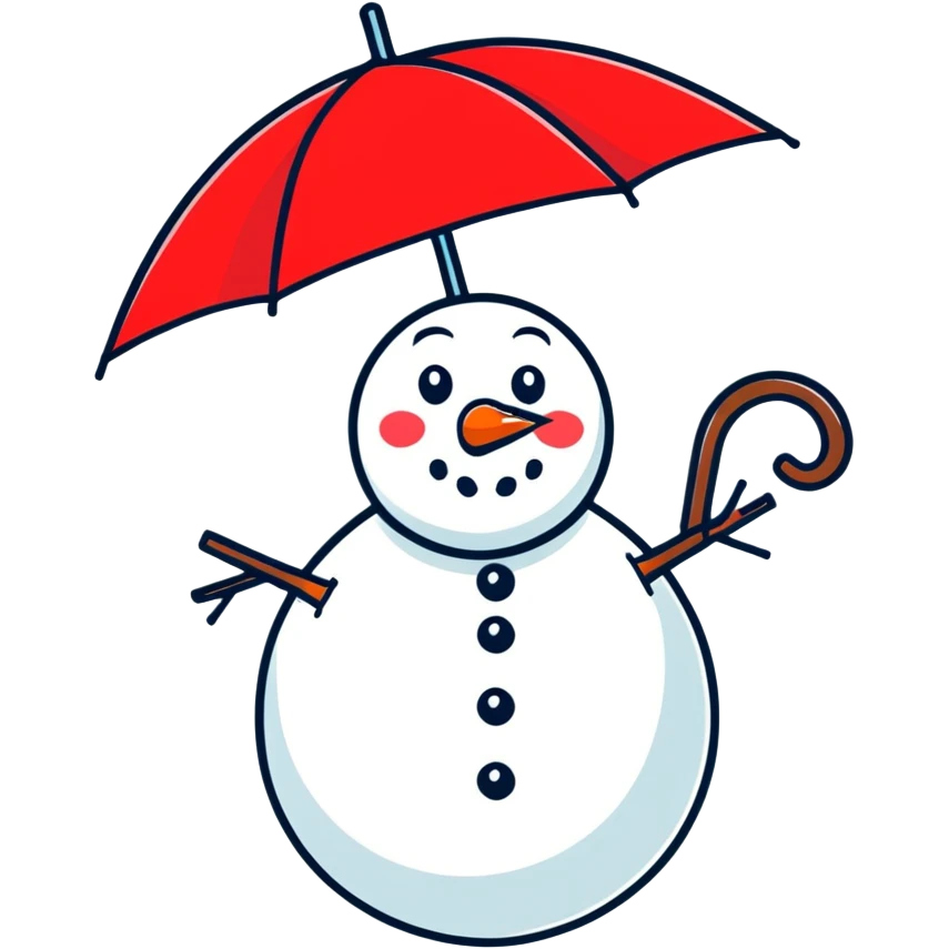 Snowman holding red umbrella emoji