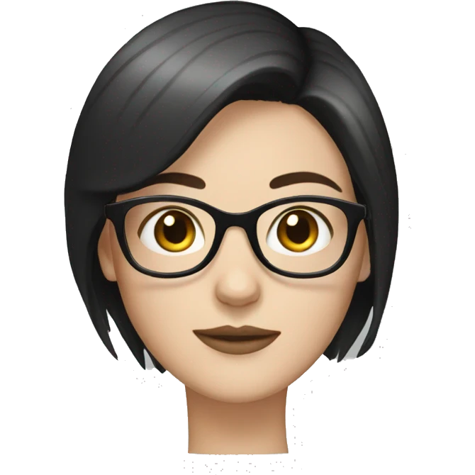 White Girl with black short hair with glasses emoji
