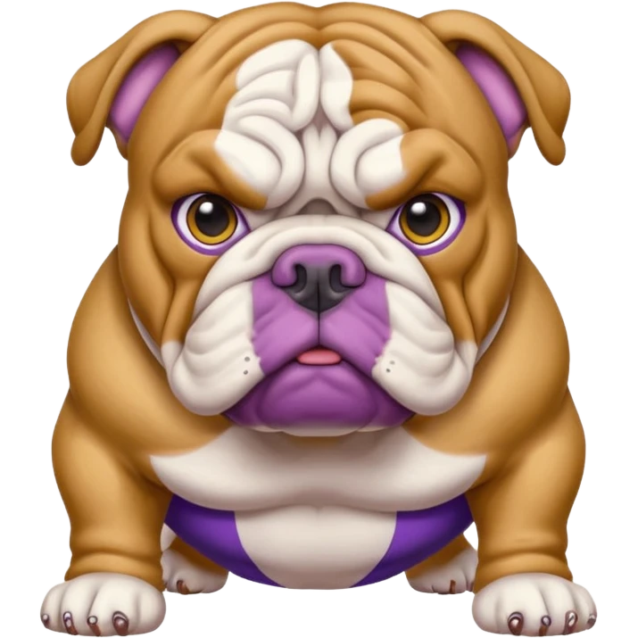 Purple and gold English bulldog emoji