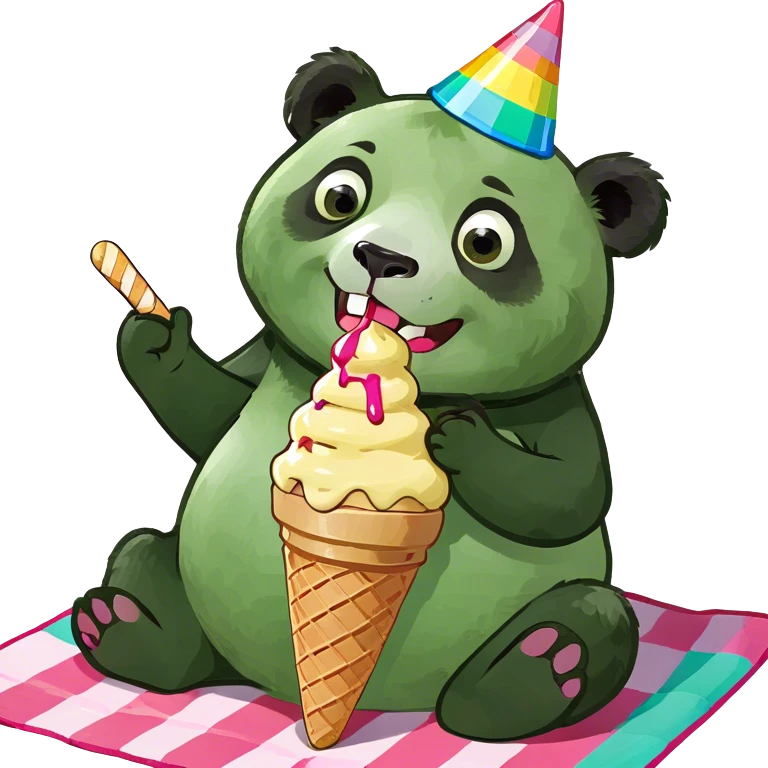 Panda eating ice cream emoji