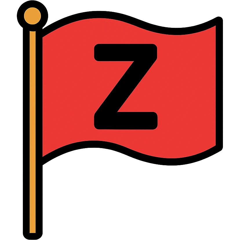 the letter Z on a waving red flag, simple and modern style emoji
